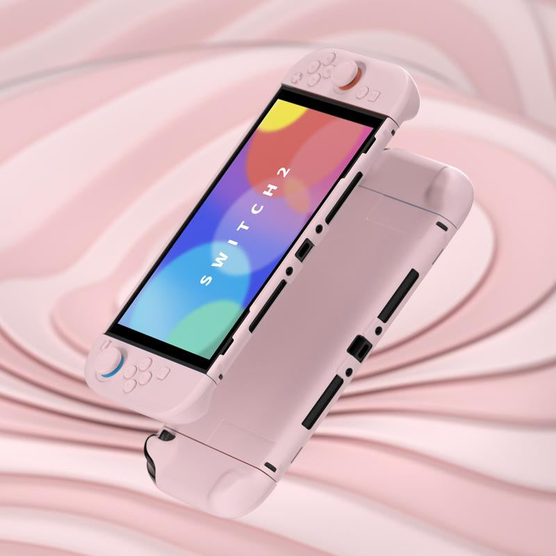 Playvital Hard Case for Nintendo Switch 2 with Extra Stand & Thumb Grip Caps | Split Design, Dockable Protective Full-Body Shell Cover for Nintendo Switch 2 | Solid Color Series, Cherry Blossoms Pink