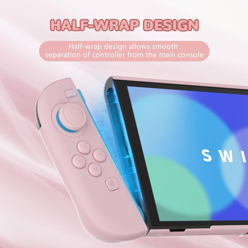 Playvital Hard Case for Nintendo Switch 2 with Extra Stand & Thumb Grip Caps | Split Design, Dockable Protective Full-Body Shell Cover for Nintendo Switch 2 | Solid Color Series, Cherry Blossoms Pink