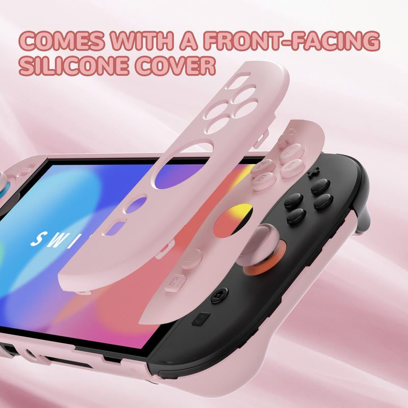 Playvital Hard Case for Nintendo Switch 2 with Extra Stand & Thumb Grip Caps | Split Design, Dockable Protective Full-Body Shell Cover for Nintendo Switch 2 | Solid Color Series, Cherry Blossoms Pink